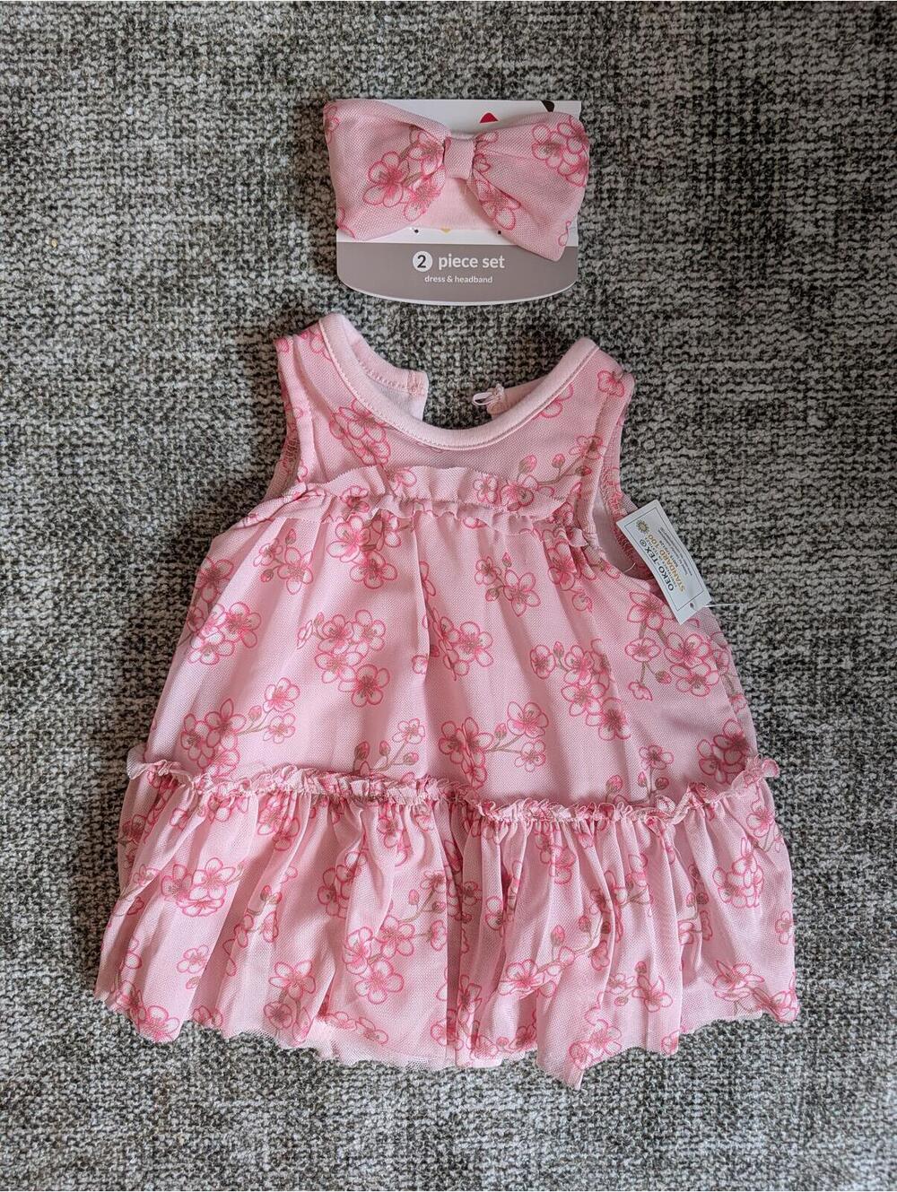 Baby Starters Pink Dress and Bow (0-3 M)